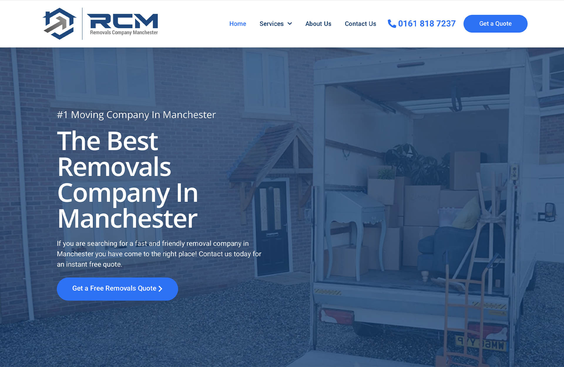 kwayse removals company website design london united kingdom - portfolio images - RCM Removals Company Web Design